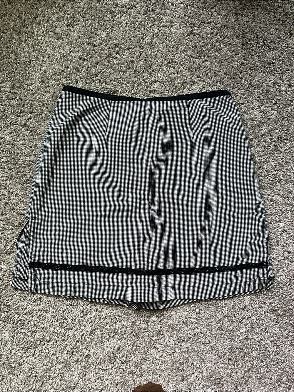 Vintage St Johns Bay Skort Womens 8 Black White Gingham Cotton Y2K Mini Skirt